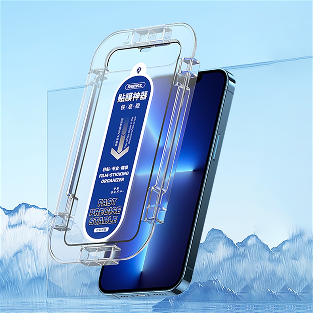 REMAX Monarch Series HD Transparent Film-Sticking Case Tempered Glass Screen Film Installation Frame Shell for iPhone 13 Pro Max 6.7 inch-1