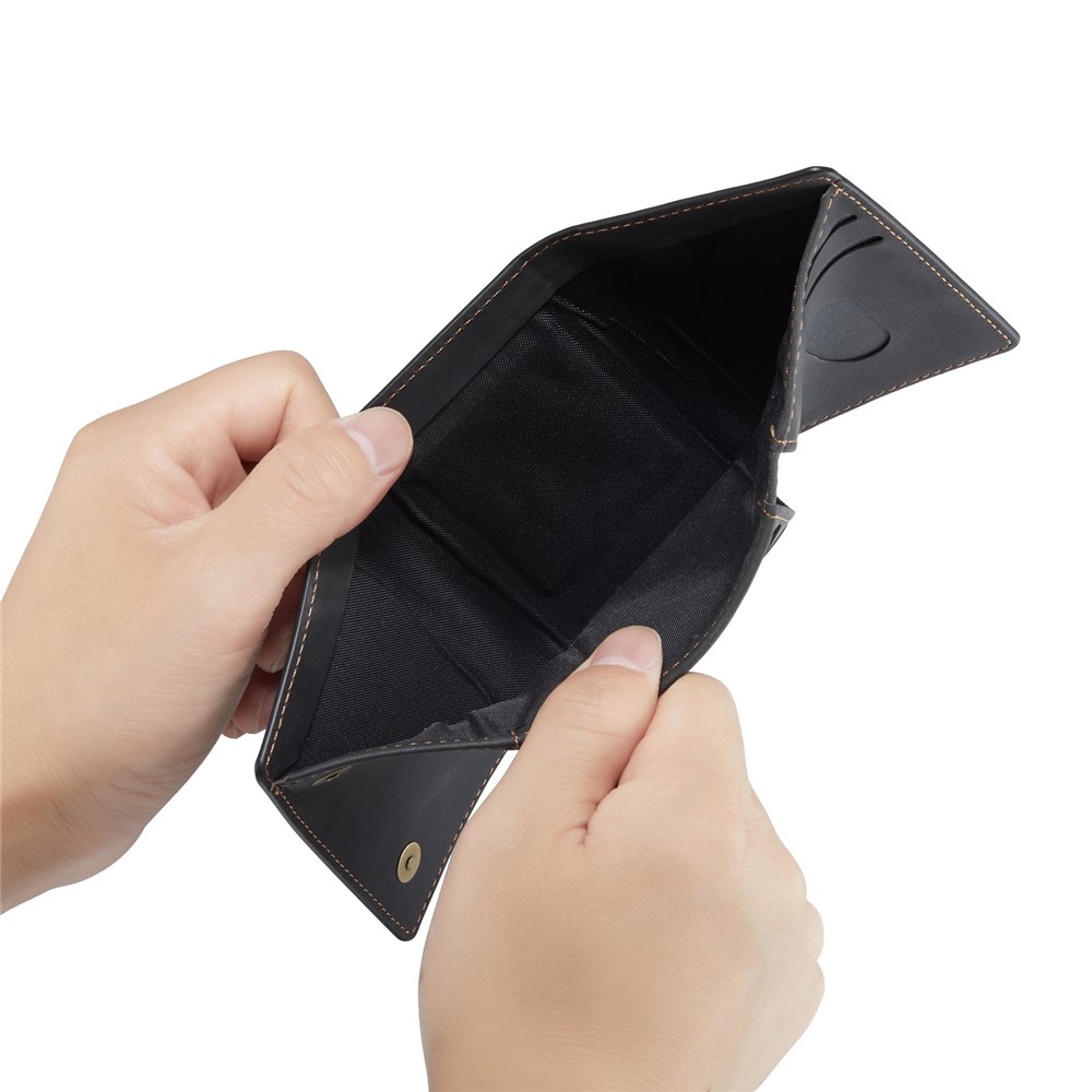 DG.MING M1 Series PU Leather Magnetic Absorption Closure Tri-fold Pocket Wallet Cash Card Holder Coin Purse - Black-10