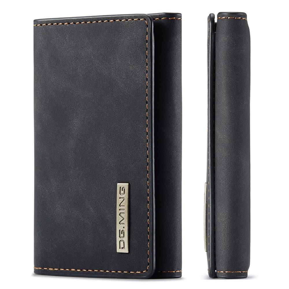 DG.MING M1 Series PU Leather Magnetic Absorption Closure Tri-fold Pocket Wallet Cash Card Holder Coin Purse - Black-11