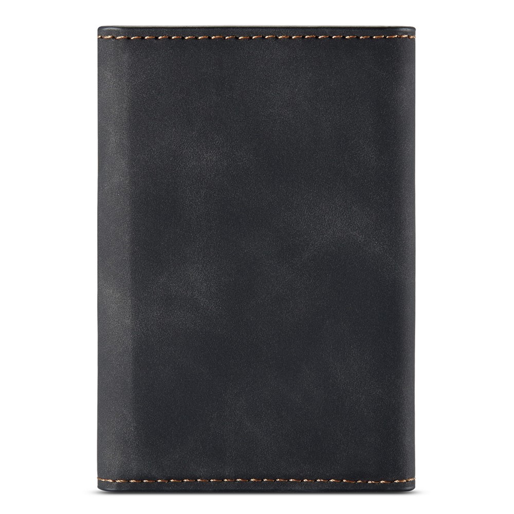 DG.MING M1 Series PU Leather Magnetic Absorption Closure Tri-fold Pocket Wallet Cash Card Holder Coin Purse - Black-3