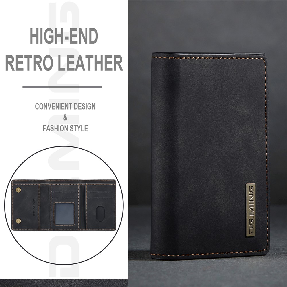 DG.MING M1 Series PU Leather Magnetic Absorption Closure Tri-fold Pocket Wallet Cash Card Holder Coin Purse - Black-6