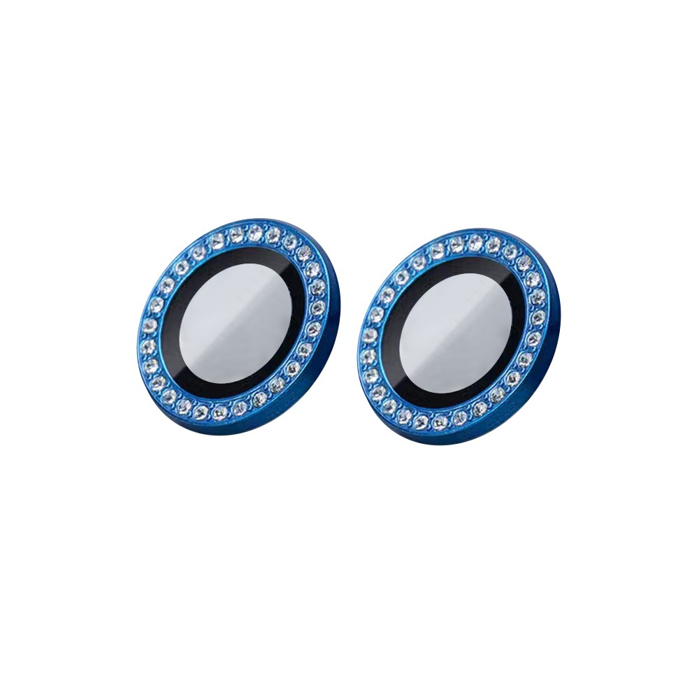 KUZOOM 2Pcs/Set Anti-fingerprint Glass Camera Lens Protector Crystal Clear Lens Cover with Rhinestone for iPhone 13 6.1 inch/mini 5.4 inch - Blue-1