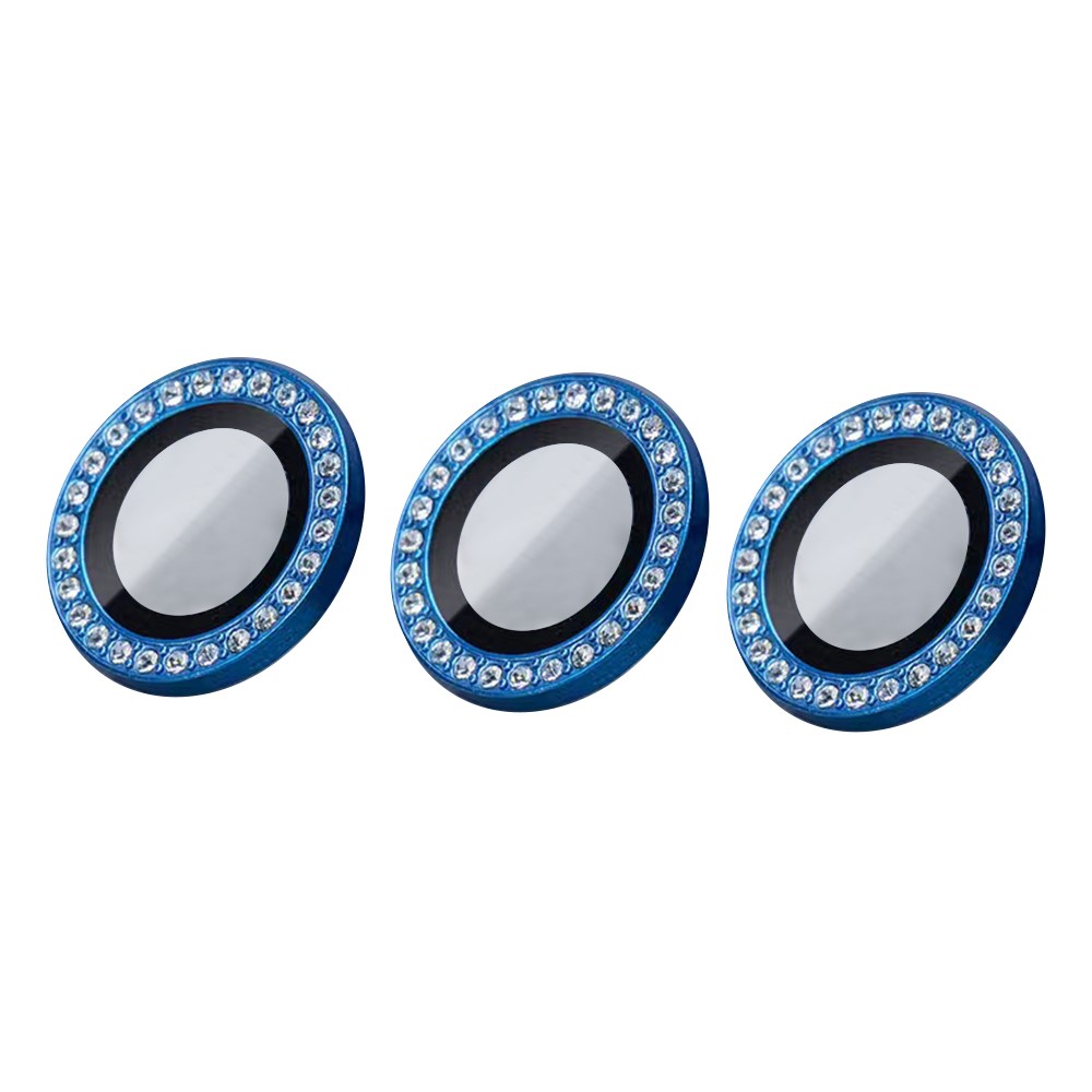KUZOOM 3Pcs/Set Crystal Clear Glass Camera Lens Protector Scratches Resistant Lens Cover with Rhinestone for iPhone 13 Pro 6.1 inch/Max 6.7 inch - Blue-1