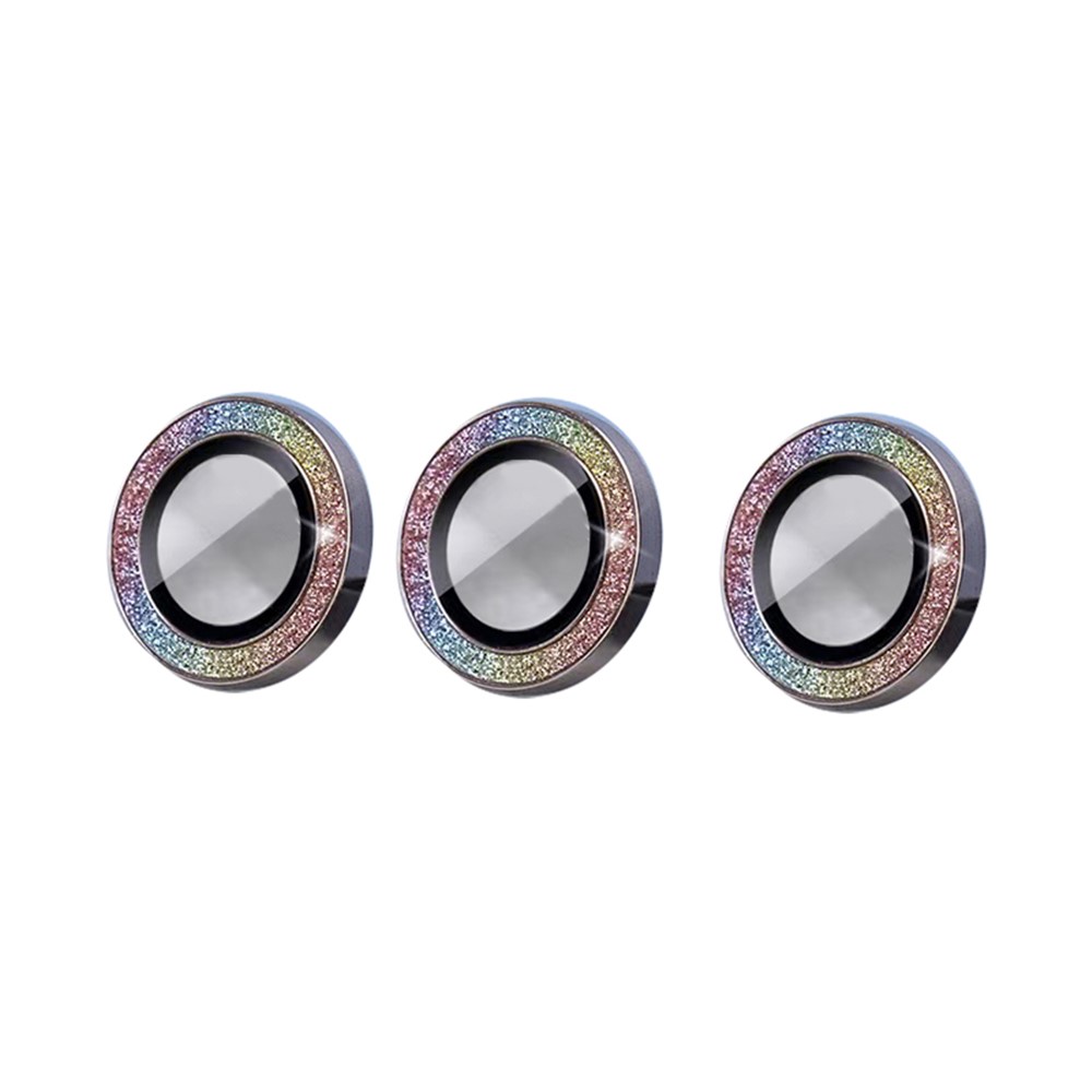 KUZOOM 3Pcs/Set Original Sapphire HD Clear Glass Camera Lens Protector Anti-fingerprint Lens Cover with Glittery Powder Frame for iPhone 13 Pro 6.1 inch/Max 6.7 inch - Multi-color-1
