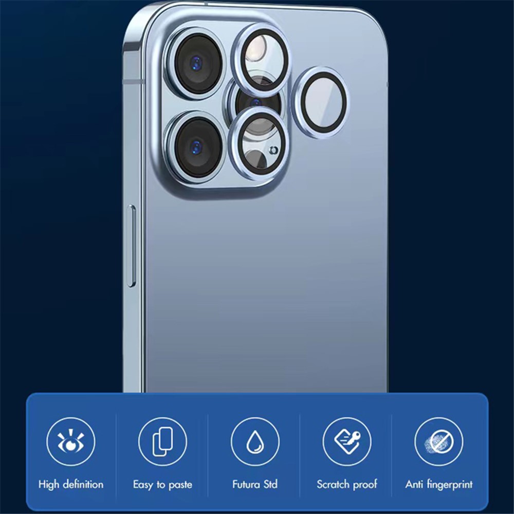 KUZOOM 3Pcs/Set Original Sapphire HD Clear Glass Camera Lens Protector Anti-Scratch Lens Cover for iPhone 13 Pro 6.1 inch/Max 6.7 inch - Black-2