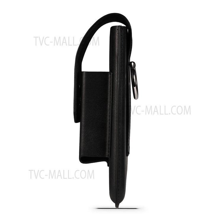 A5 Card Holder Design PU Leather Waist Belt Loop Flip Cover Phone Case Pouch for 4.7-inch - 5.2-inch Phone, Size: L - Black-4