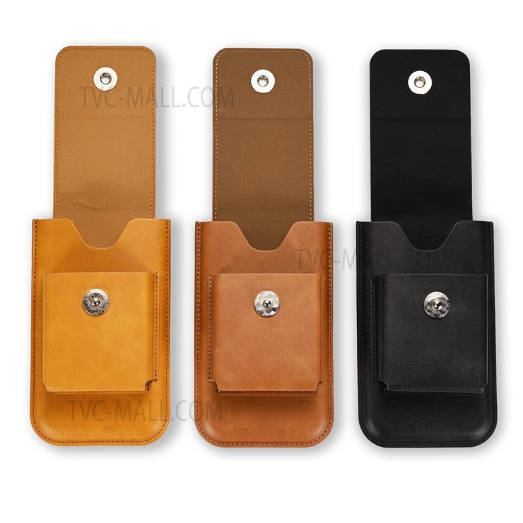 A5 Card Holder Design PU Leather Waist Belt Loop Flip Cover Phone Case Pouch for 4.7-inch - 5.2-inch Phone, Size: L - Black-8