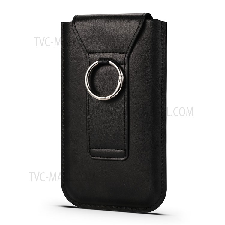 A3 Universal PU Leather Phone Case Bag Waist Loop Mobile Pouch with Card Slot for 4.7-inch - 5.2-inch Phone, Size: L - Black-3