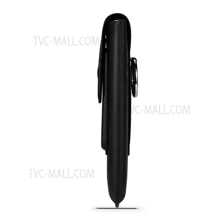 A3 Universal PU Leather Phone Case Bag Waist Loop Mobile Pouch with Card Slot for 4.7-inch - 5.2-inch Phone, Size: L - Black-4