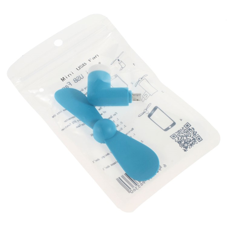 OTG Micro USB Powered 2 Blades Mini Fan for Samsung Huawei - Blue-5