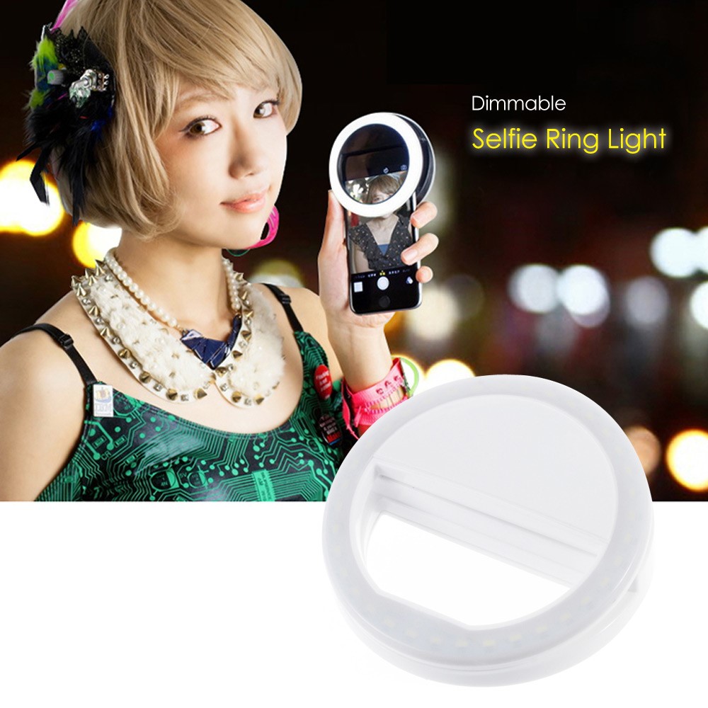 36 Led Ring Shape Selfie Light Con 3 Brillo Ajustable Para Iphone Samsung Sony - Blanco