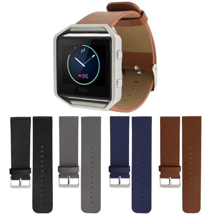 Genuine Leather Watchband for Fitbit Blaze Smart Fitness Watch - Black-5