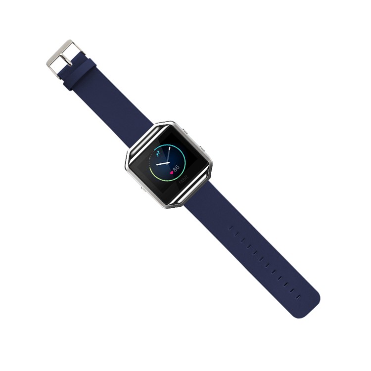 Genuine Leather Watchband for Fitbit Blaze Smart Fitness Watch - Dark Black-1