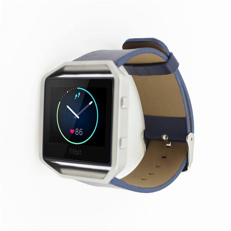 Genuine Leather Watchband for Fitbit Blaze Smart Fitness Watch - Dark Black-2