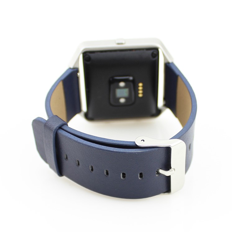 Genuine Leather Watchband for Fitbit Blaze Smart Fitness Watch - Dark Black-3