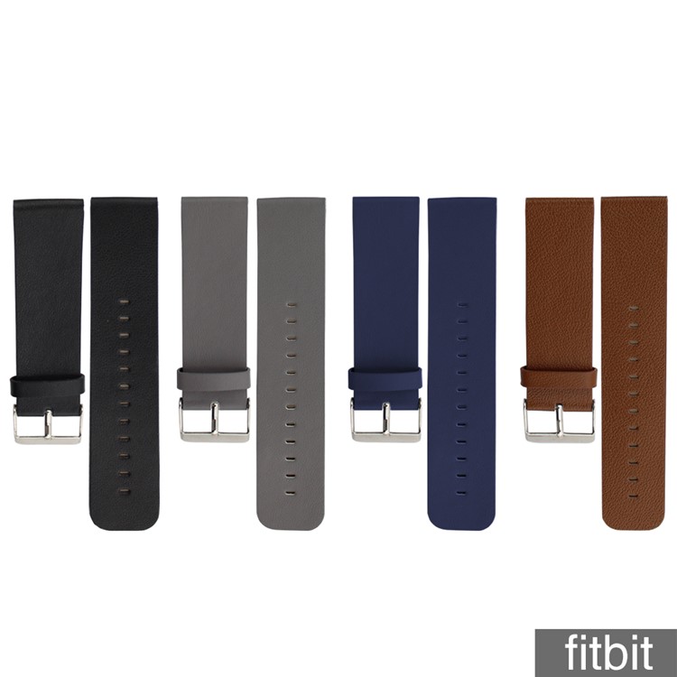 Genuine Leather Watchband for Fitbit Blaze Smart Fitness Watch - Dark Black-5