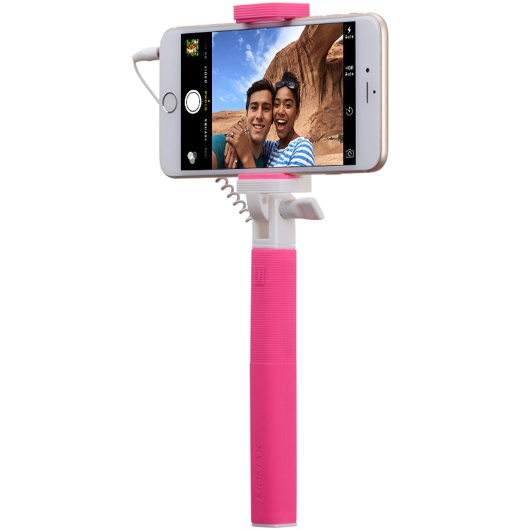 MOMAX Selfie Mini Mini 3.5mm Audio Cable Extendable Handheld Monopod - Rose-1