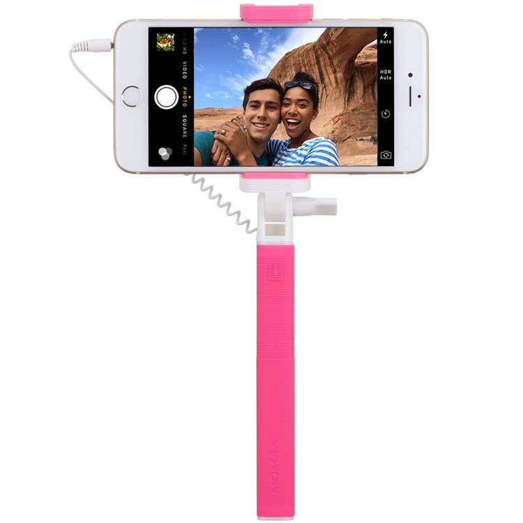 MOMAX Selfie Mini Mini 3.5mm Audio Cable Extendable Handheld Monopod - Rose-4