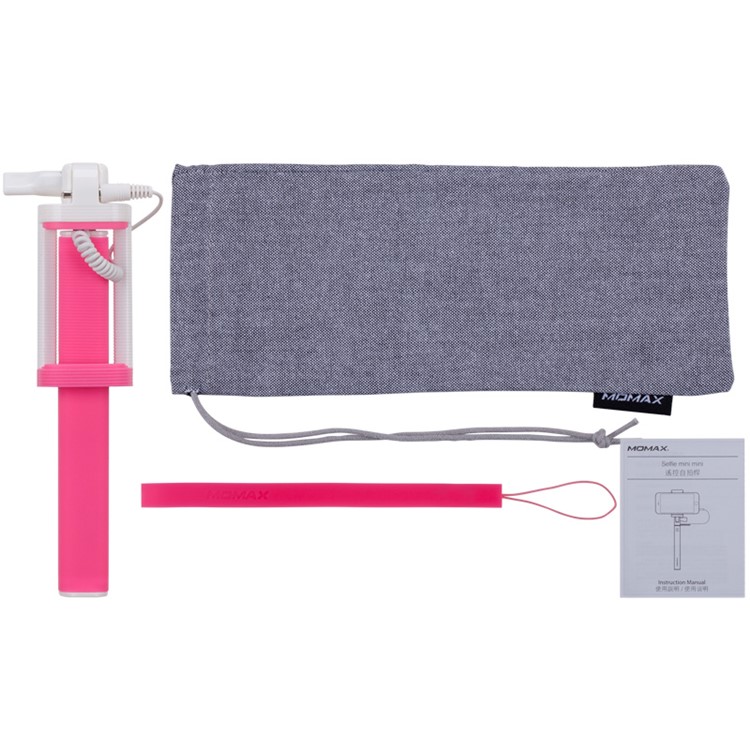 MOMAX Selfie Mini Mini 3.5mm Audio Cable Extendable Handheld Monopod - Rose-6