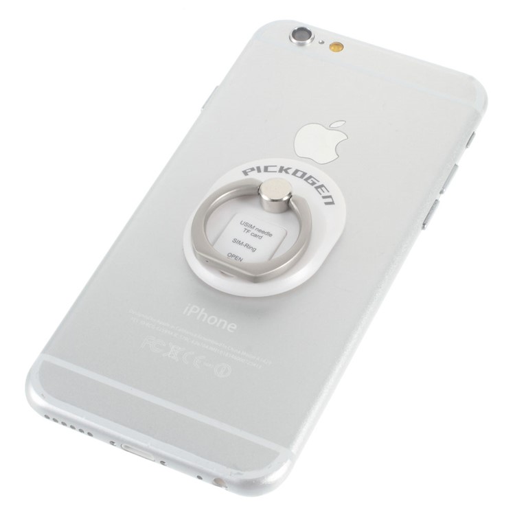 PICKOGEN Ring Finger Grip Desktop Stand for iPhone 6s/Samsung S7 Etc - White-3