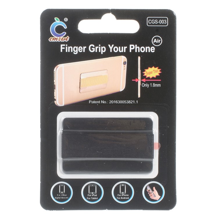 Universal Slim Elastic Phone Finger Grip Strap, Size: 53 x 32 x 1.8mm - Black-5