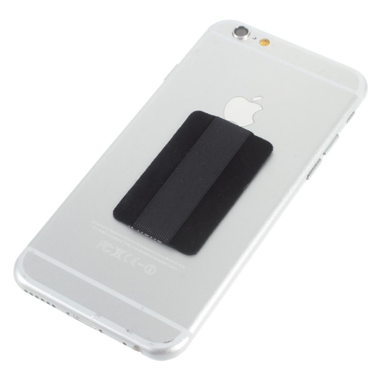 Universal Rubberized Slim Elastic Phone Finger Grip Strap with Fur, Size: 53 x 32 x 1.8mm - Black-1