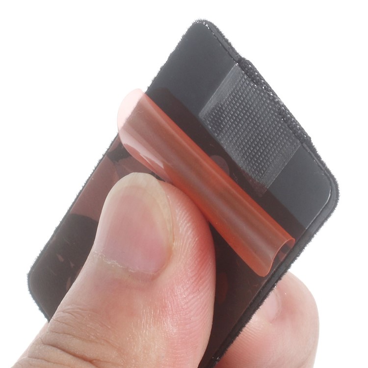 Universal Rubberized Slim Elastic Phone Finger Grip Strap with Fur, Size: 53 x 32 x 1.8mm - Black-4