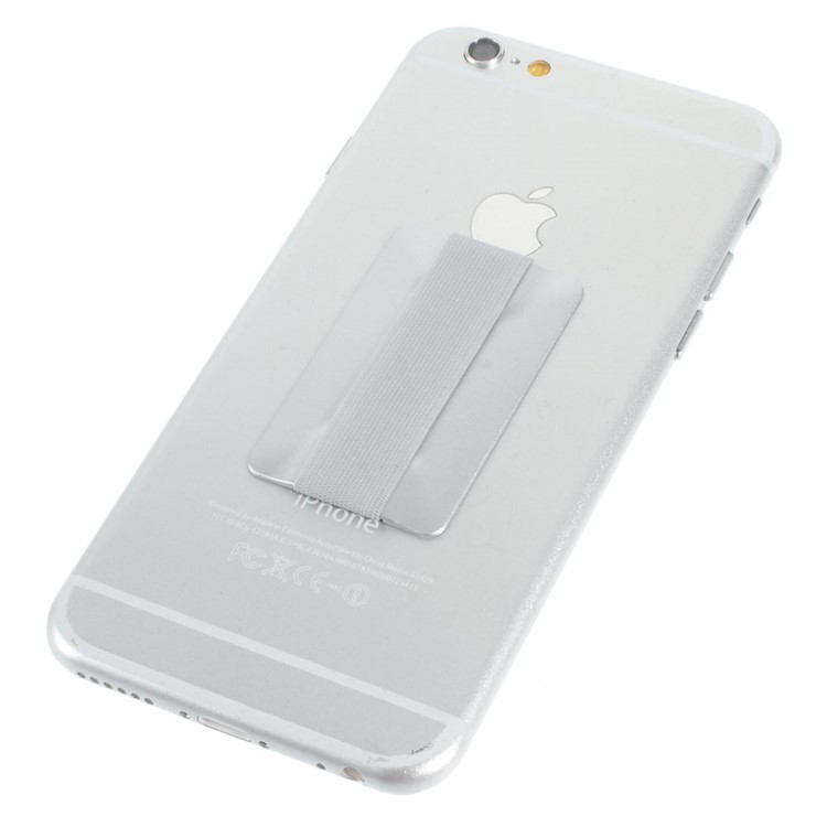 Universal Rubberized Slim Elastic Phone Finger Grip Strap, Size: 53 x 32 x 1.8mm - Silver Color-1