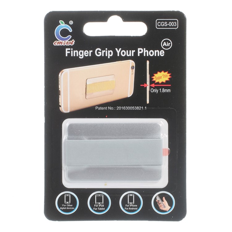 Universal Rubberized Slim Elastic Phone Finger Grip Strap, Size: 53 x 32 x 1.8mm - Silver Color-6
