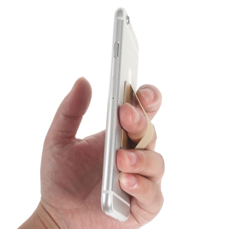 Universal Rubberized Slim Elastic Phone Finger Grip Strap, Size: 53 x 32 x 1.8mm - Gold Color-5