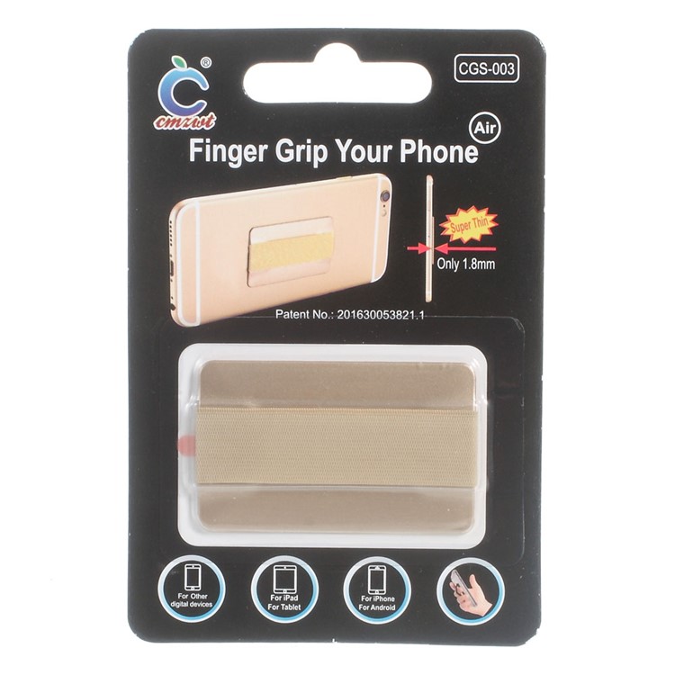 Universal Rubberized Slim Elastic Phone Finger Grip Strap, Size: 53 x 32 x 1.8mm - Gold Color-7