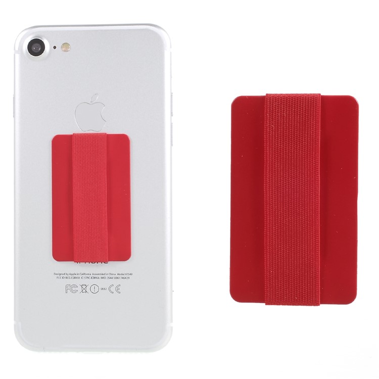 Universal Rubberized Slim Elastic Phone Finger Grip Strap, Size: 53 x 32 x 1.8mm - Red-1