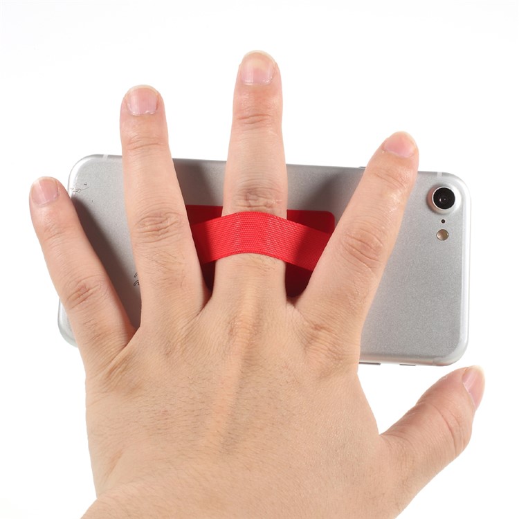 Universal Rubberized Slim Elastic Phone Finger Grip Strap, Size: 53 x 32 x 1.8mm - Red-4