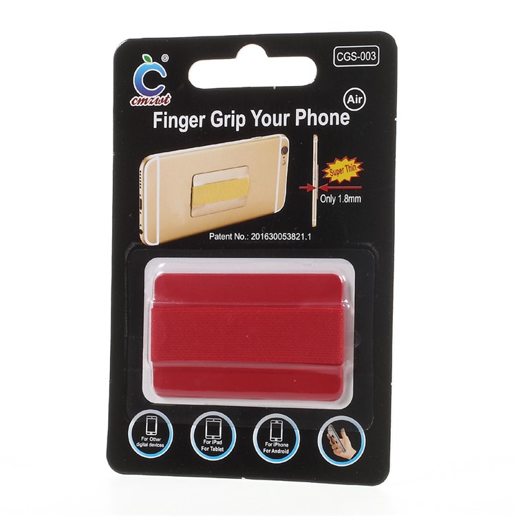 Universal Rubberized Slim Elastic Phone Finger Grip Strap, Size: 53 x 32 x 1.8mm - Red-6