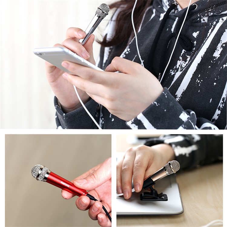 REMAX RMK-K01 Portable Karaoke Microphone for Song-singing APPs - Gold Color-3