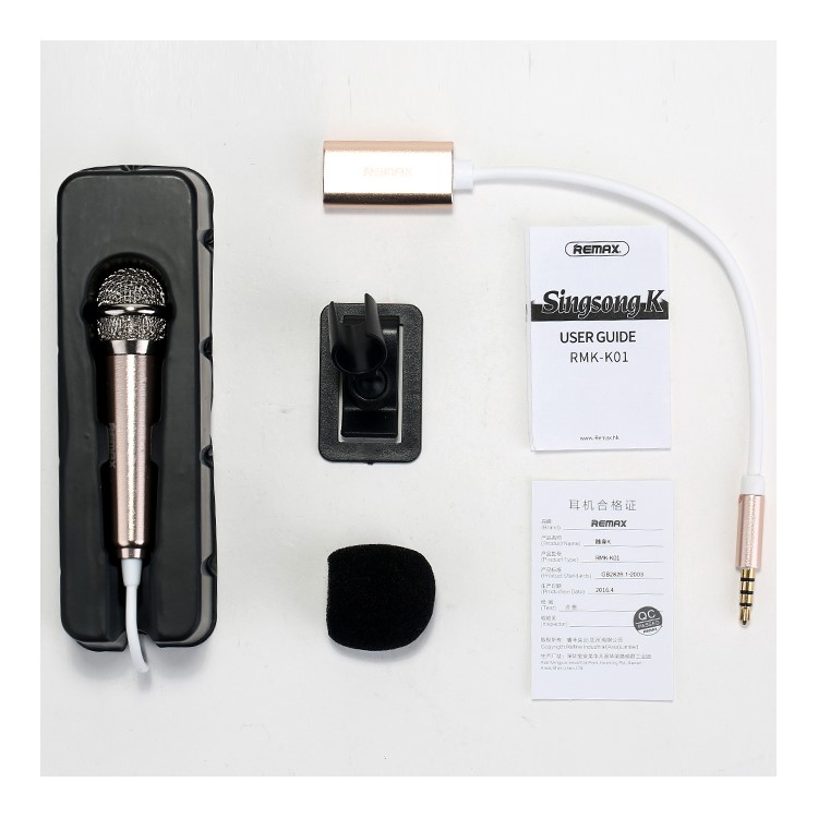 REMAX RMK-K01 Portable Karaoke Microphone for Song-singing APPs - Gold Color-7