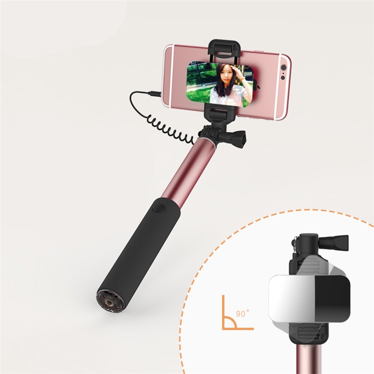 ROCK Mirror Wire Control Foldable Extendable Monopod - Rose Gold Color-3