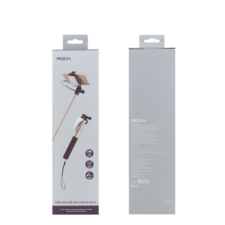 ROCK Mirror Wire Control Foldable Extendable Monopod - Rose Gold Color-7