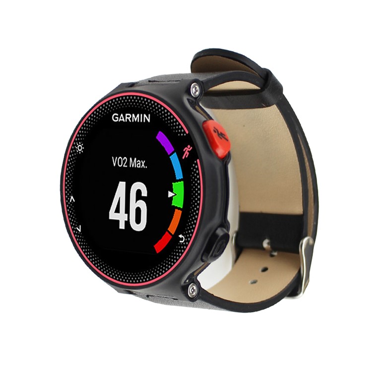 Genuine Leather Watchband for Garmin Forerunner 230/235/630 - Black-1