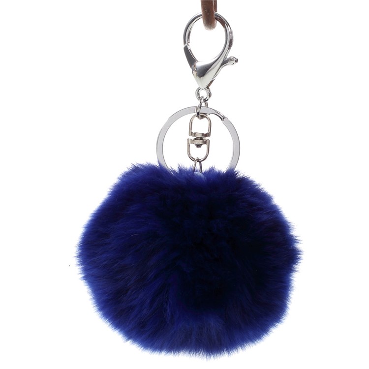 Rabbit Fur Ball Charm Key Chain Decorative Pendant - Dark Blue-1