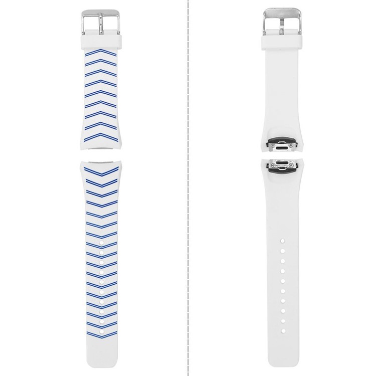 Chevron Silicone Watch Strap Watchband for Samsung Galaxy Gear S2 SM-R720 - Blue / White-5