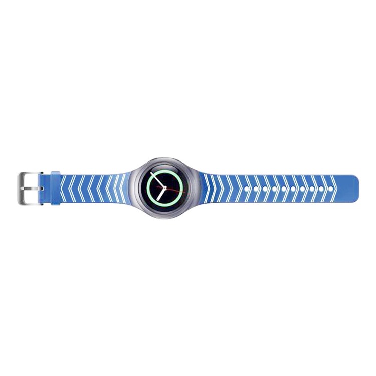Chevron Silicone Watch Strap Watchband for Samsung Galaxy Gear S2 SM-R720 - White / Blue-2