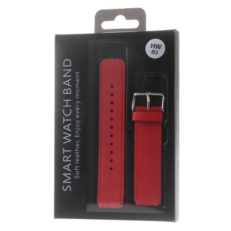 Genuine Leather Watchband Wristband for Huawei Talk Band B3 - Red-6