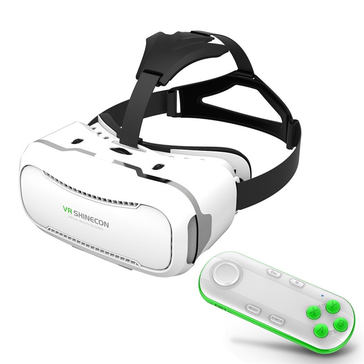 SHINECON 2.0 3D VR Box Virtual Reality Glasses with Wireless Bluetooth Remote Controller - White VR Box/ White / Green-1