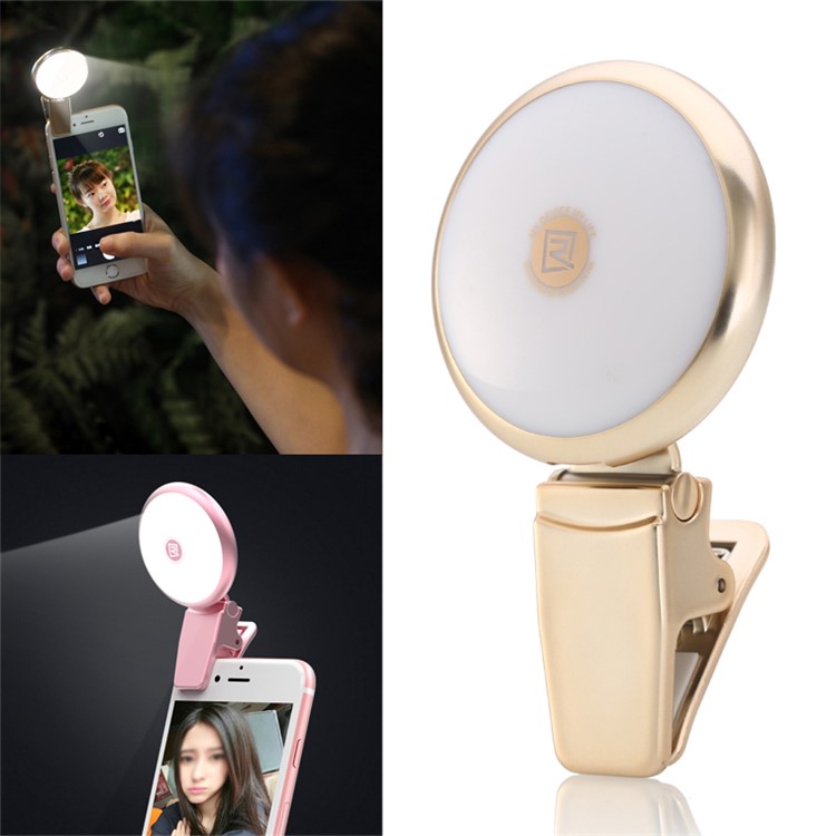 REMAX High-end Selfie Light Compensation LED for iPhone Samsung etc Smartphones - Gold Color-1