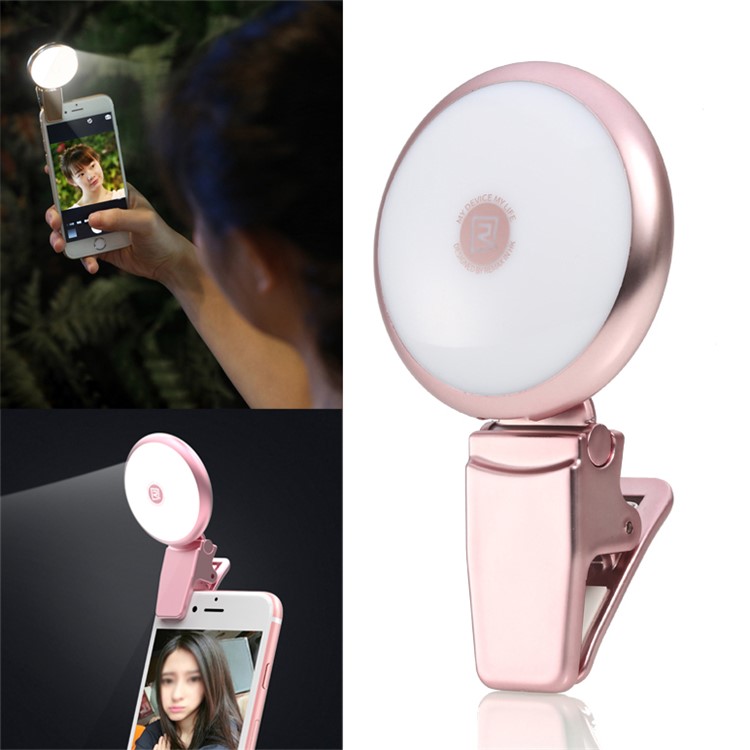 REMAX High-end Selfie Light Compensation LED for iPhone Samsung etc Smartphones - Rose Gold Color-1