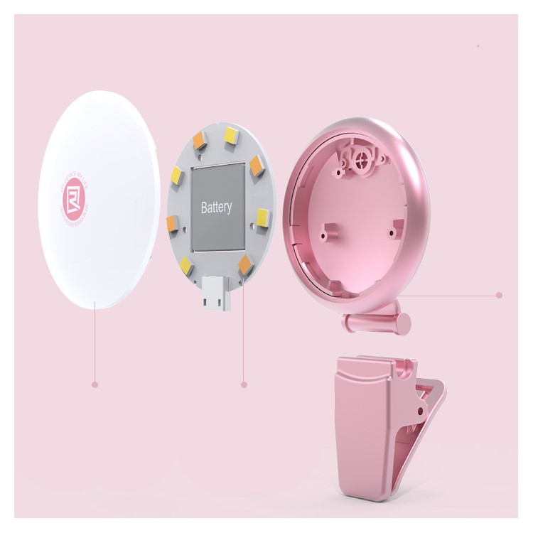 REMAX High-end Selfie Light Compensation LED for iPhone Samsung etc Smartphones - Rose Gold Color-7