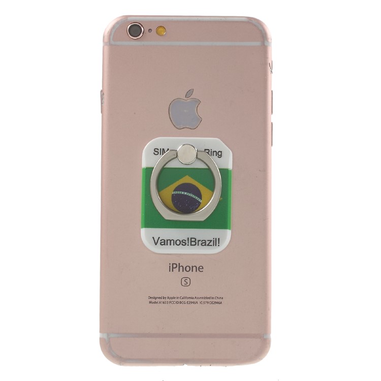 PICKOGEN Drop-resisting Ring Stand Holder Finger Grip for iPhone 6s Plus/Samsung Galaxy S7 edge - Brazilian Flag-3