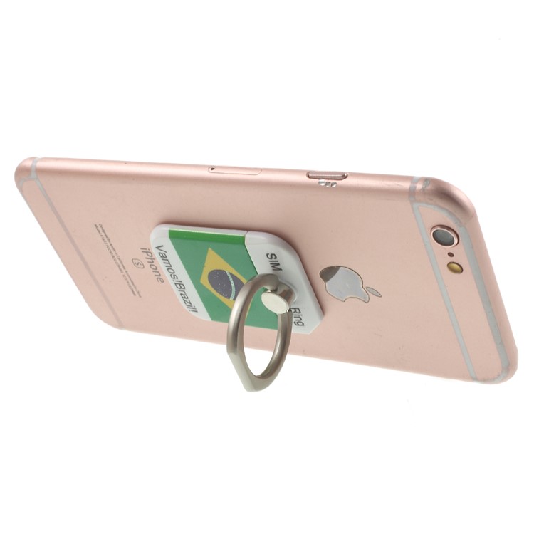 PICKOGEN Drop-resisting Ring Stand Holder Finger Grip for iPhone 6s Plus/Samsung Galaxy S7 edge - Brazilian Flag-4