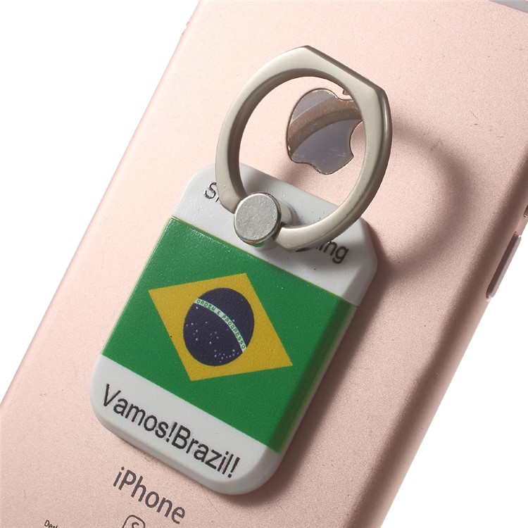 PICKOGEN Drop-resisting Ring Stand Holder Finger Grip for iPhone 6s Plus/Samsung Galaxy S7 edge - Brazilian Flag-6